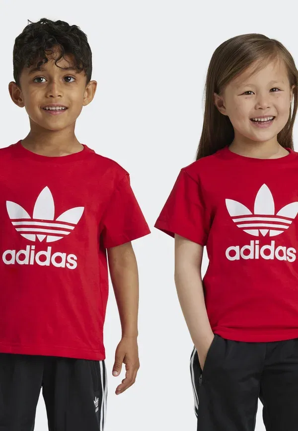 Футболка с принтом Adicolor Trefoil Kids Adidas Originals, Better Scarlet, алый