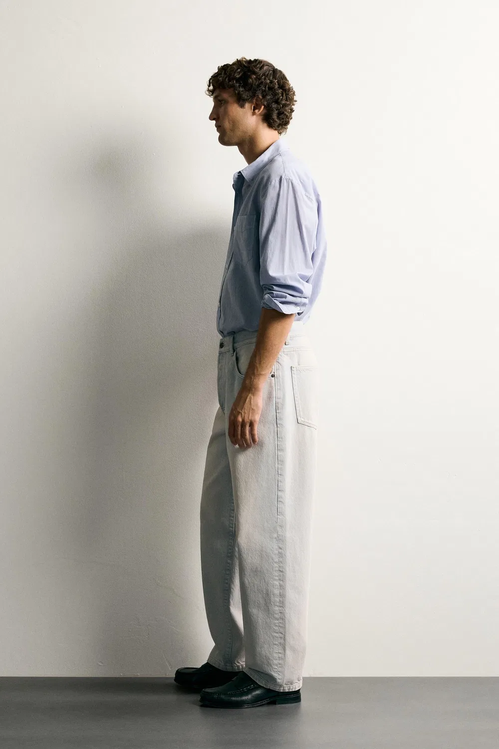 Укороченные джинсы свободного кроя ZARA, Light blue — фото 4