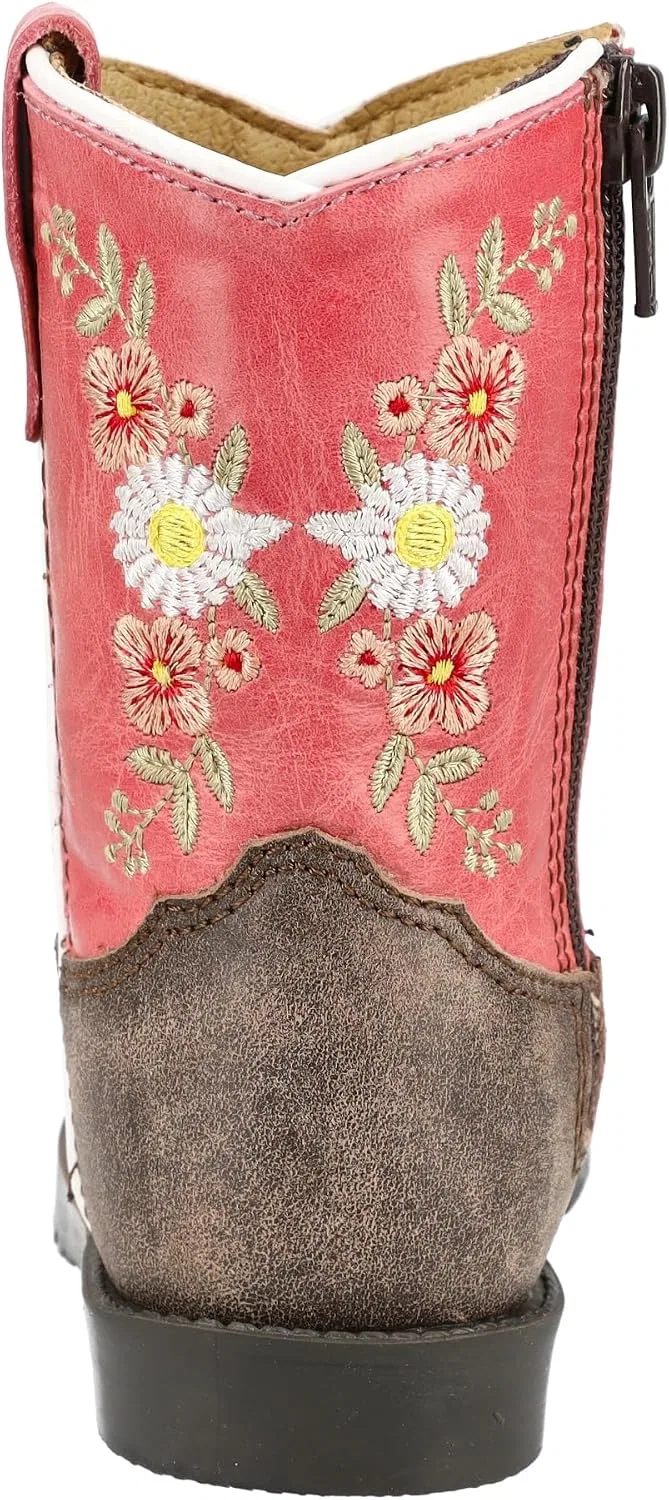 Детские сапоги для девочек с квадратным носком из кожи Autry Smoky Mountain Boots, Vintage Chocolate/Coral — фото 3