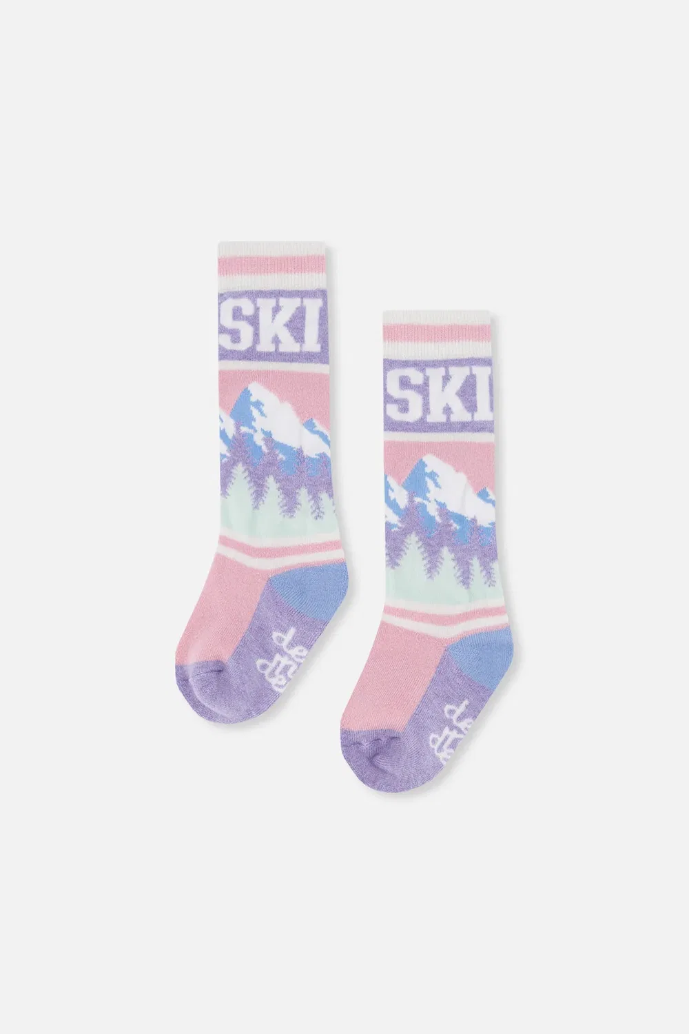 Детские носки для горнолыжного спорта с принтом гор Baby Ski Socks Deux par Deux, Light Pink