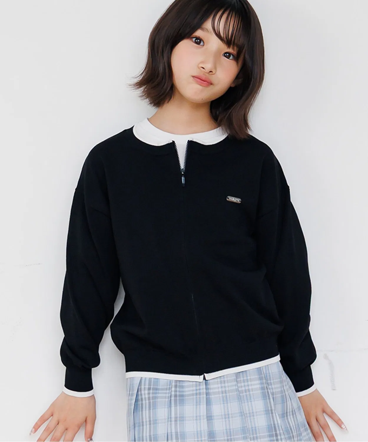 Детский кардиган с молнией и полосками, модель Daily Zip Cardigan, algy, Black