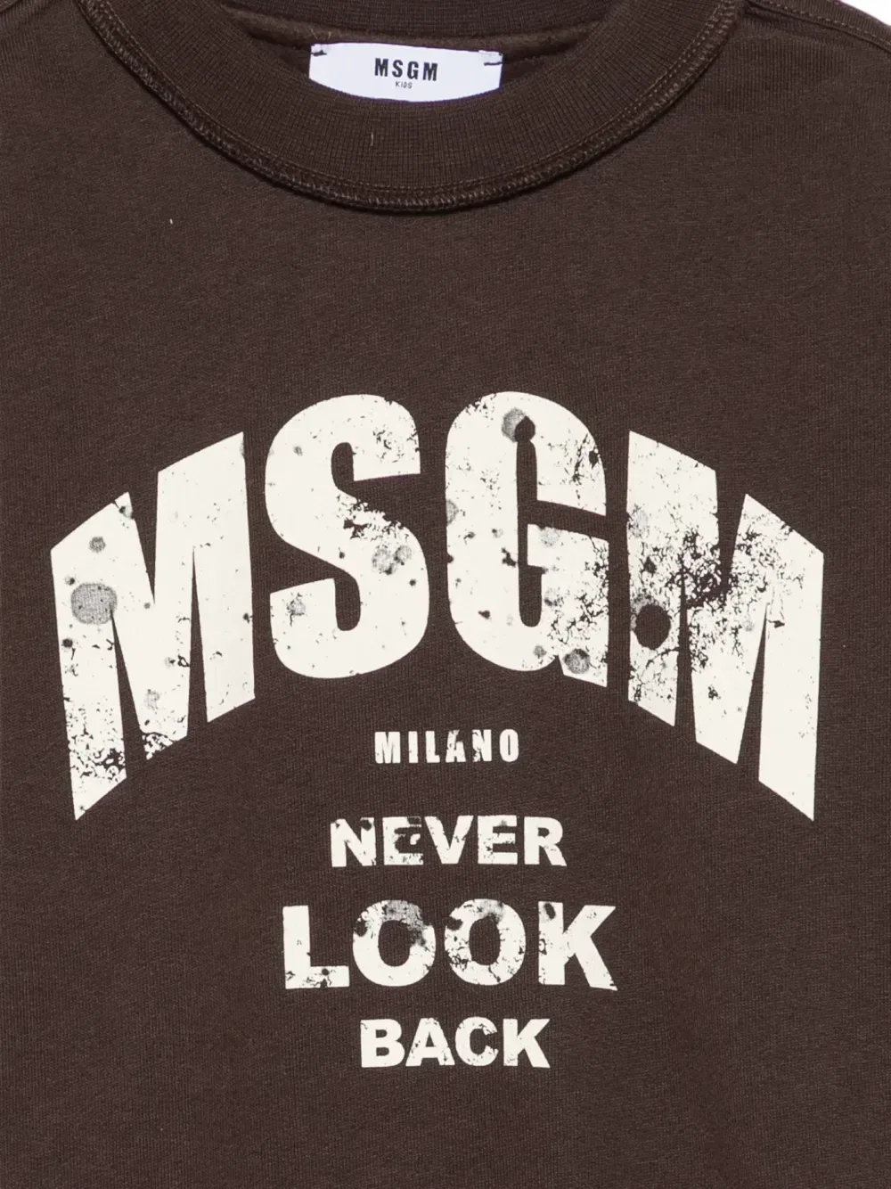 Свитшот с логотипом Msgm Kids, коричневый — фото 3