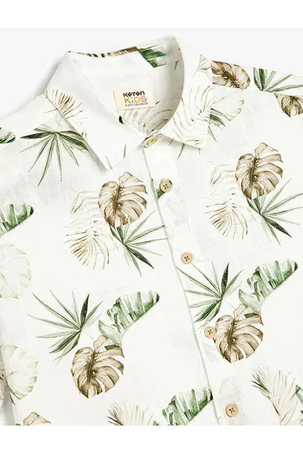 Детская рубашка с коротким рукавом с принтом Koton, Ecru Patterned — фото 3