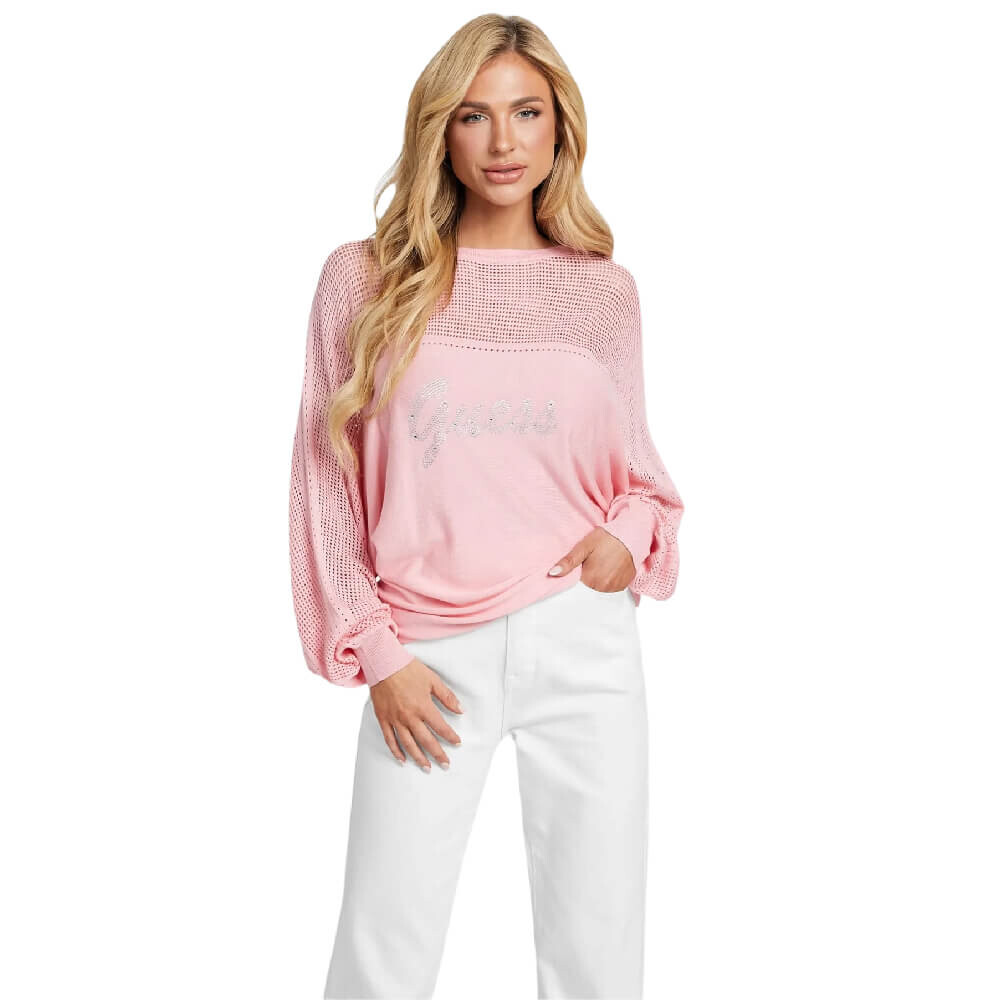 

Свитер Guess Factory Dalina Logo, розовый