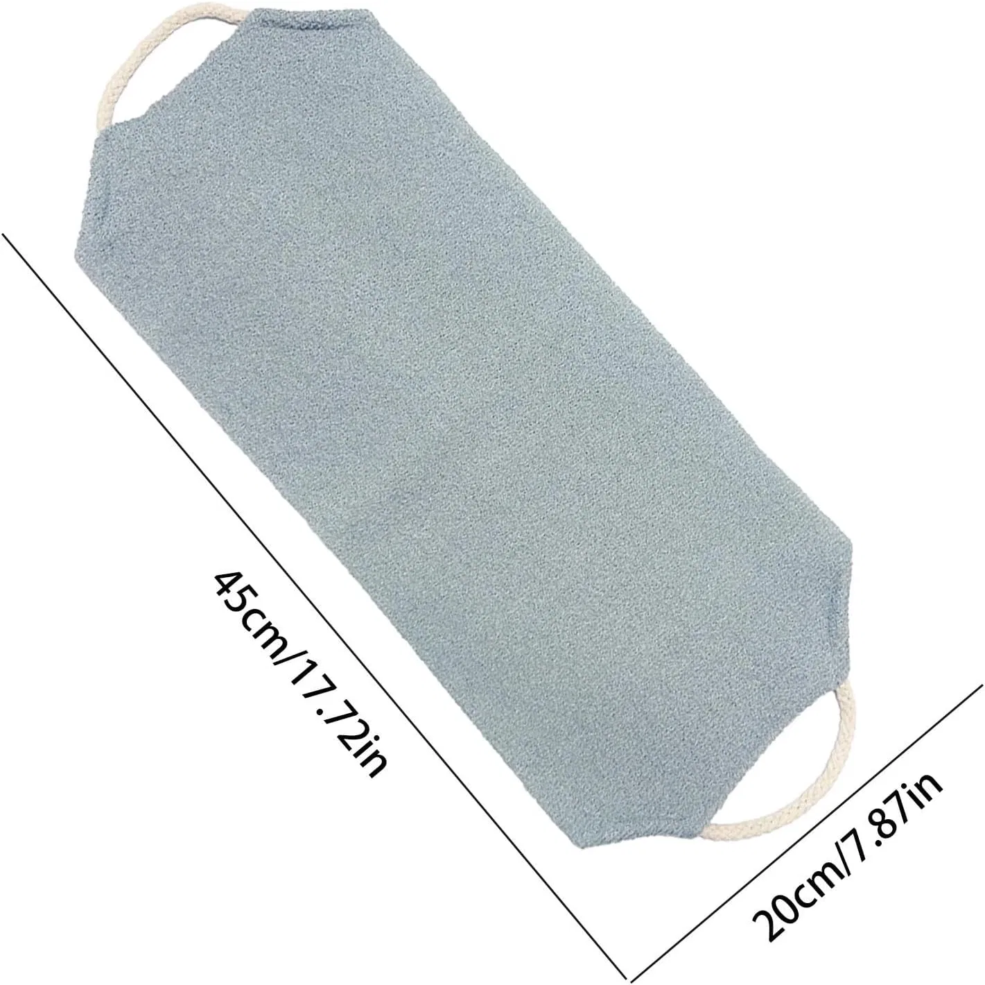 Скребок для спины, 2 шт., с ручками, быстросохнущий нейлон, 45x20 см, Light Gray Generisch — фото 2