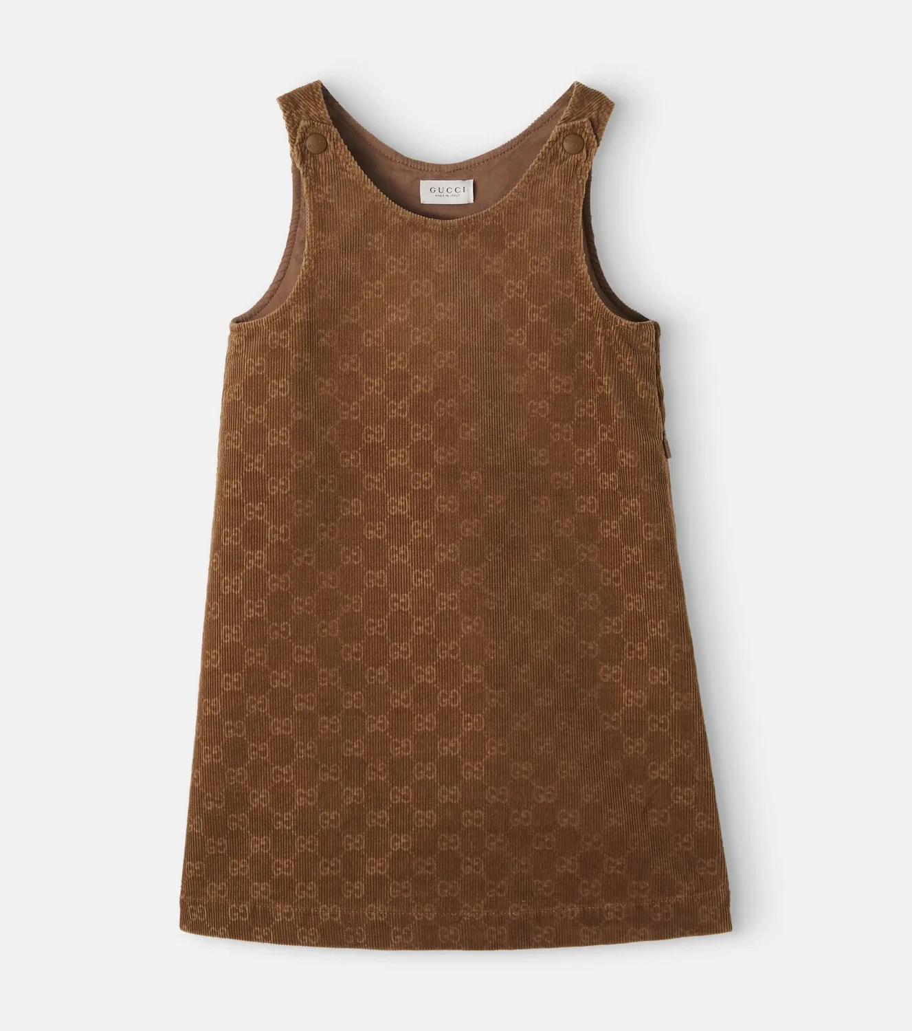Вельветовое платье из хлопка с монограммой GG, Gucci Kids, коричневый