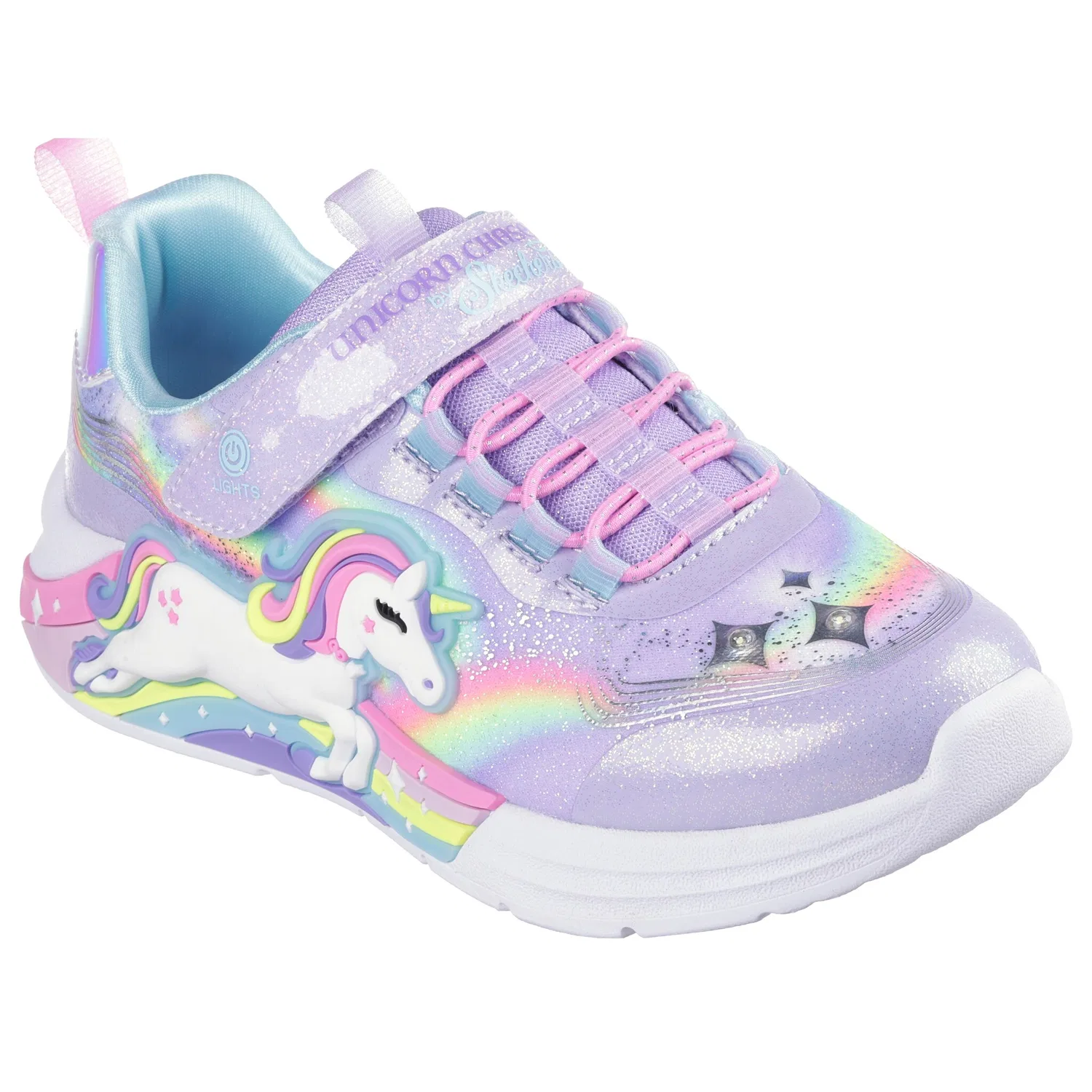 Детские текстильные кроссовки с подсветкой UNICORN CHASER Skechers, Lavender Multicolor