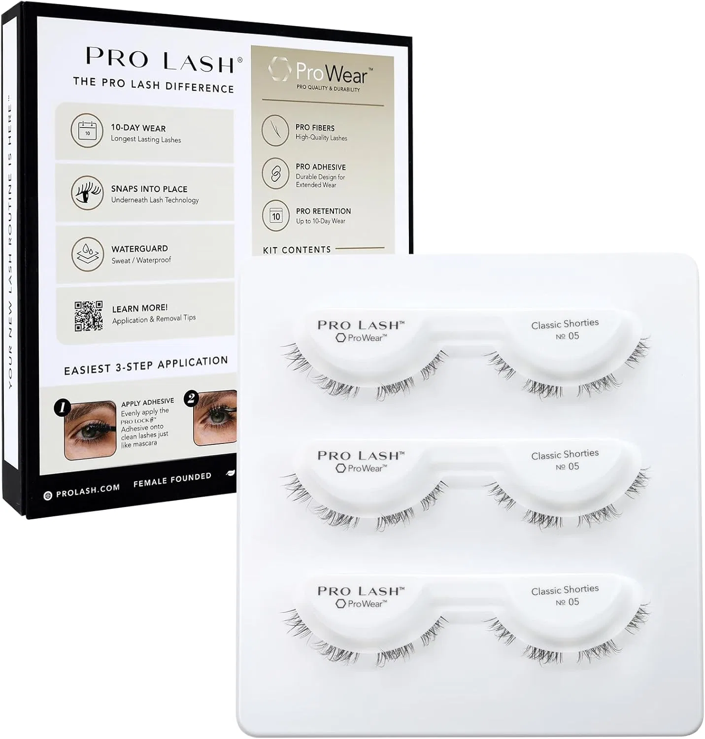 Ресницы классические короткие 5 Pro Lash, 3 пары, черный