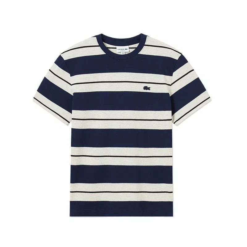 Мужская футболка с круглым вырезом Ecru/Red Brown Stripes-AI6 LACOSTE, Ecru/Red Brown Stripes-AI6 — фото 3