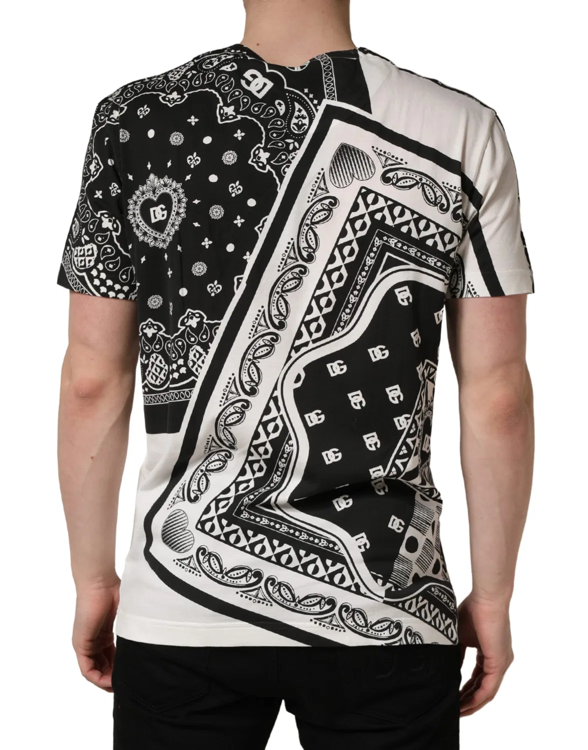 Мужская футболка с коротким рукавом и принтом Black White Bandana Dolce & Gabbana, Black and White — фото 3