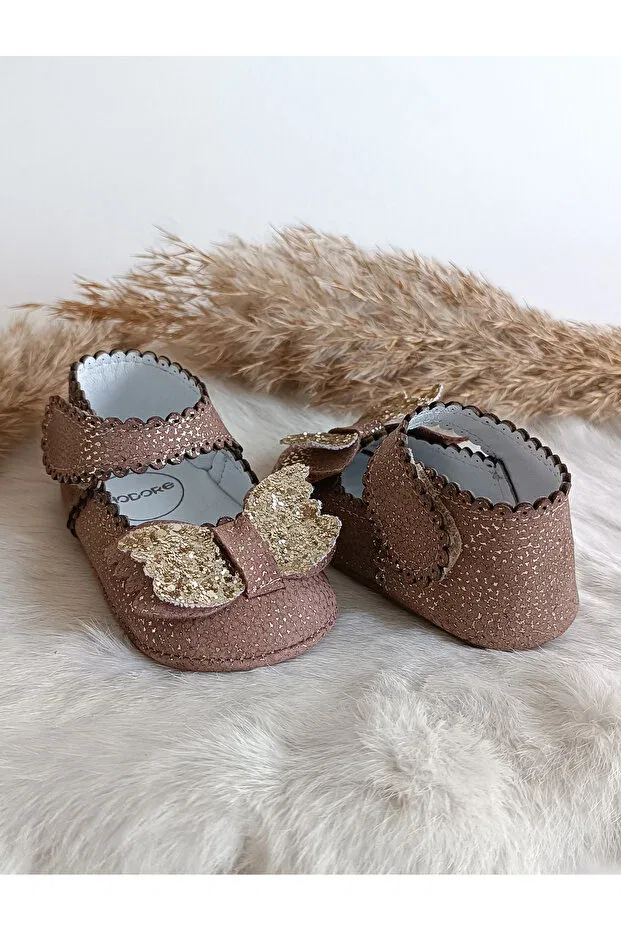 Детские мокасины-ботиночки для новорожденных из натуральной кожи Angel silvery brown Hodore, Silvery Brown — фото 4