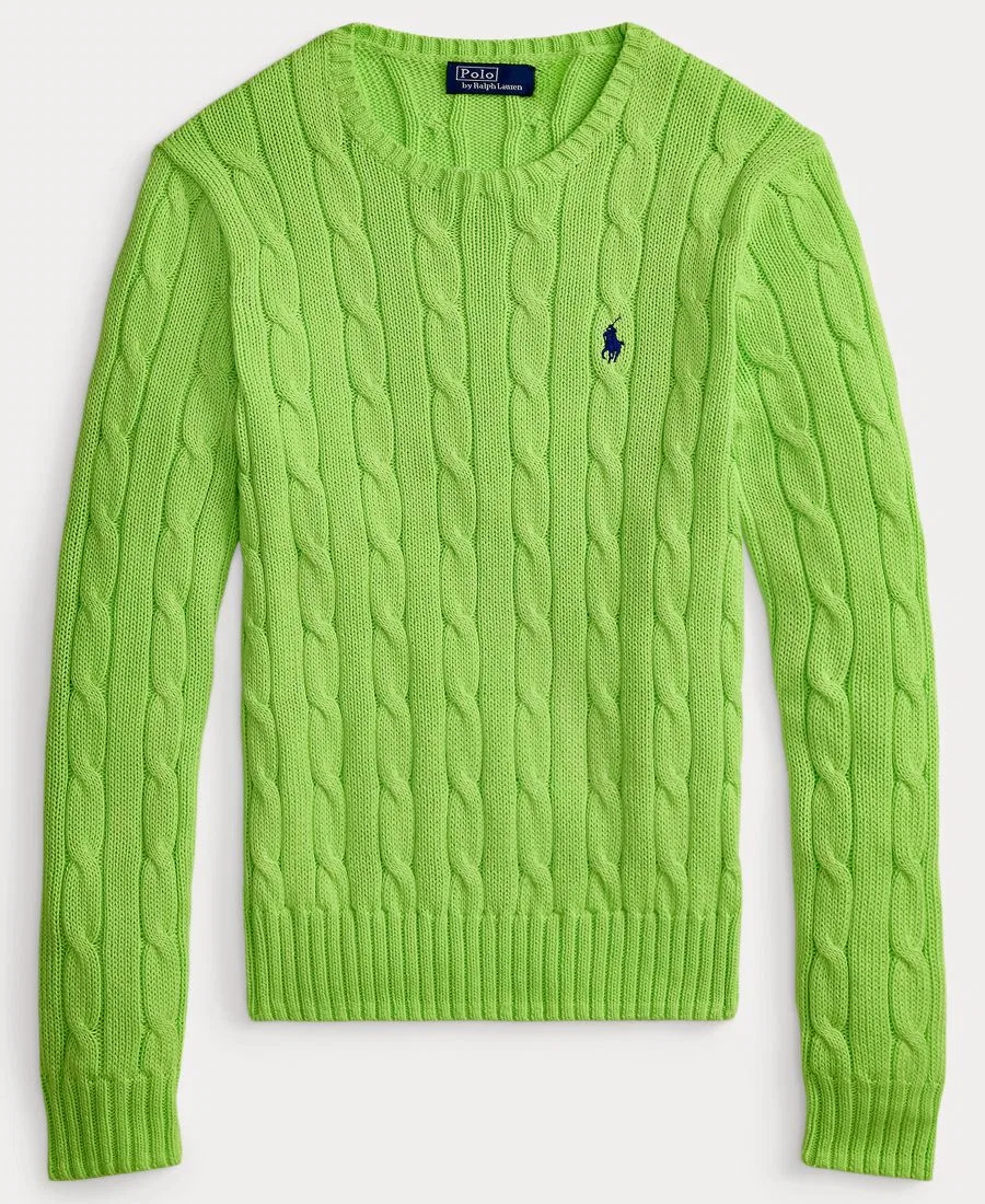 Свитер с воротником-гольф из хлопка с косами Polo Ralph Lauren, Bright Leaf — фото 2