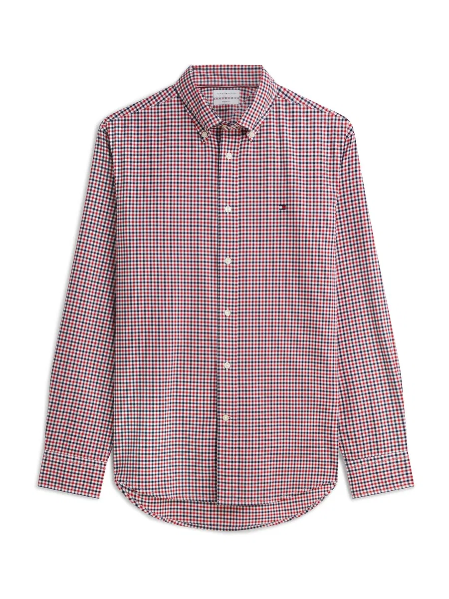 Рубашка на пуговицах TOMMY HILFIGER прямого кроя, цвет «Regular Fit Flex Gingham», красная