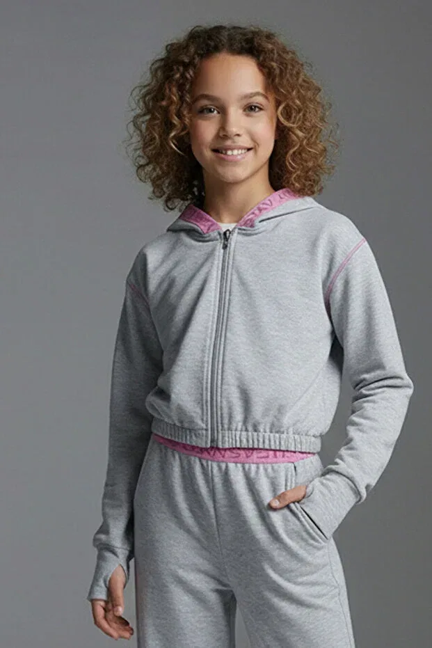 Детские свитшот для девочек с капюшоном Colorinas, Gray Melange