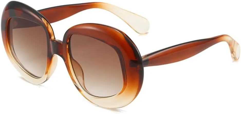 

2027 Большие солнцезащитные очки неправильной формы для женщин и мужчин, модные овальные солнцезащитные очки для женщин, модные красные и зеленые очки MTZJH, Brown