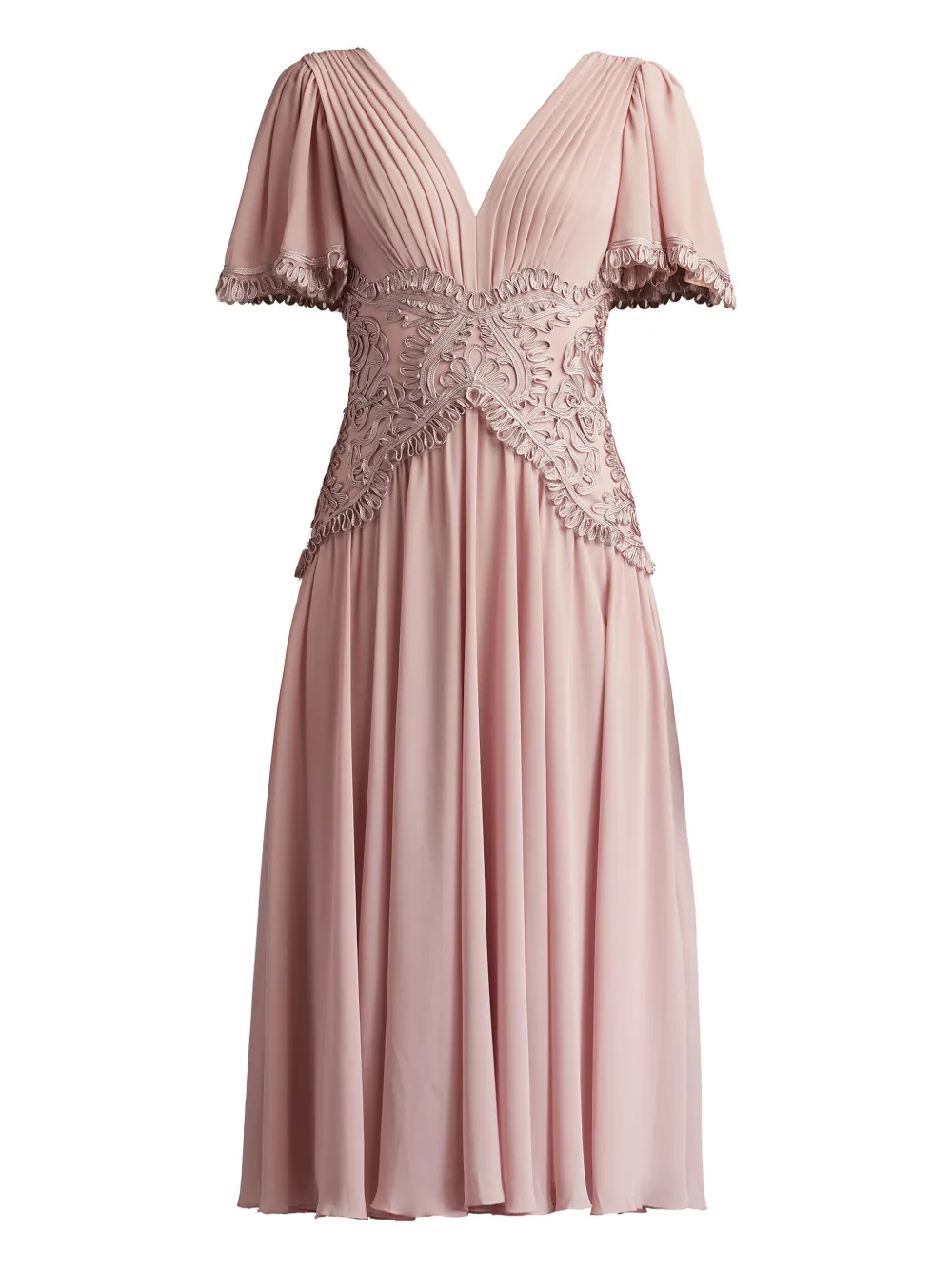 

Платье миди с кружевной вставкой Tadashi Shoji, розовый