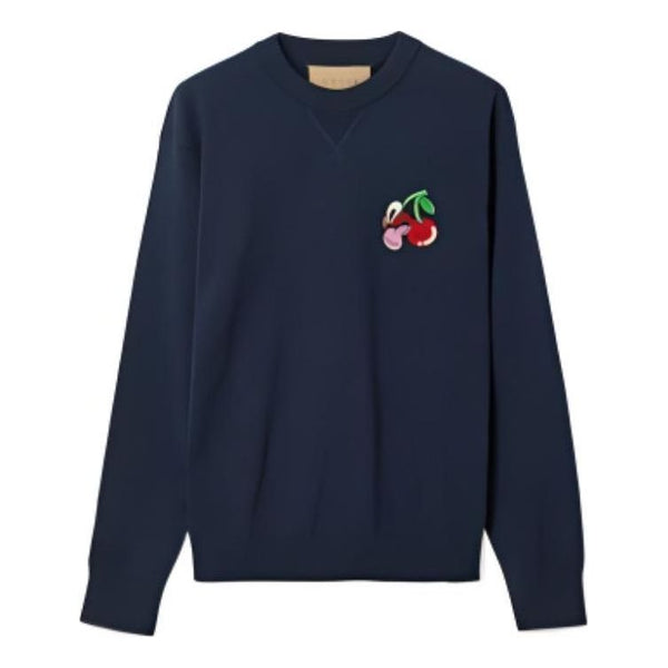 

Свитер cotton wool sweater with patch 'dark blue' Gucci, синий