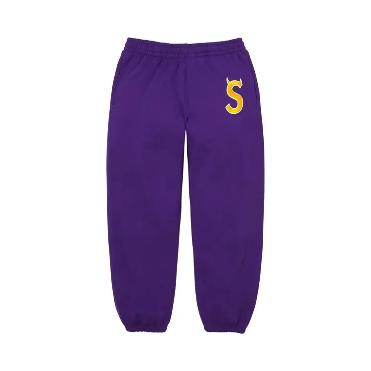 Спортивные штаны Supreme Devil с логотипом S, фиолетовые