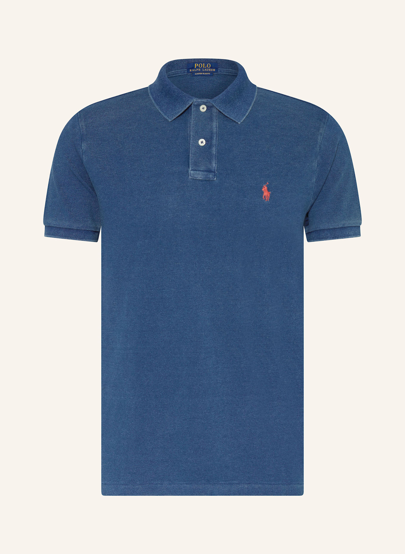 

Рубашка-Поло из пике на заказ узкого кроя Polo Ralph Lauren, синий