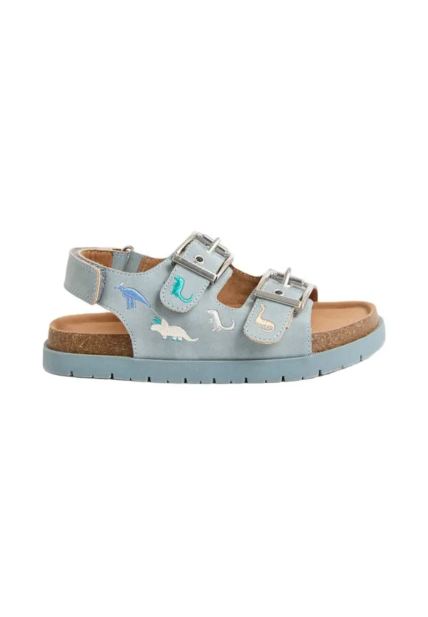 Сандалии с вышивкой в виде динозавров, маленькие и большие. Marks & Spencer, Blue Mix