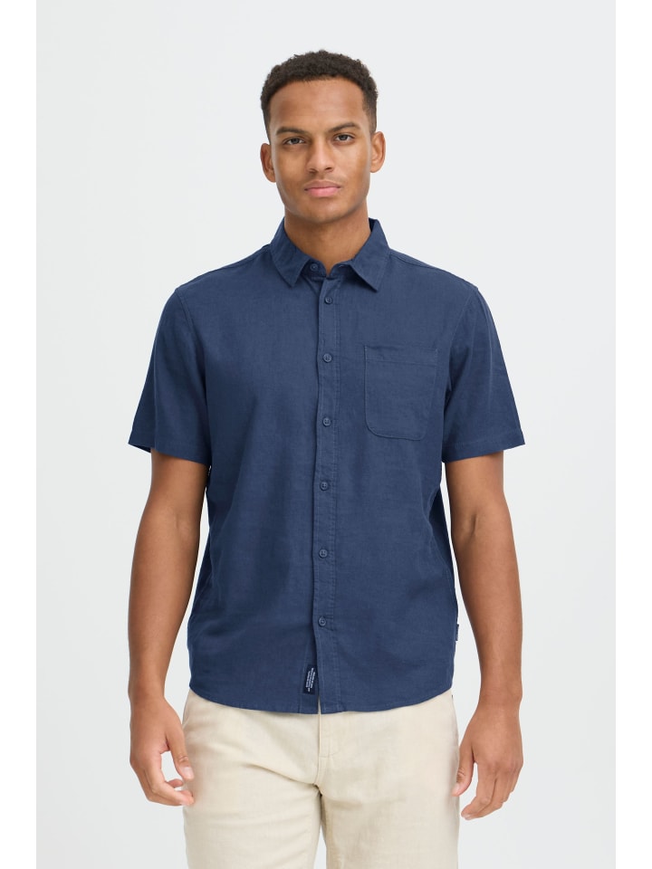 

BLEND Льняная рубашка BHMLins синего цвета