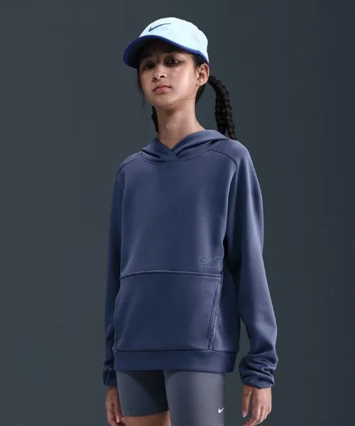 Тренировочная худи Nike YTH DF с капюшоном, полиэстер, сине-серый