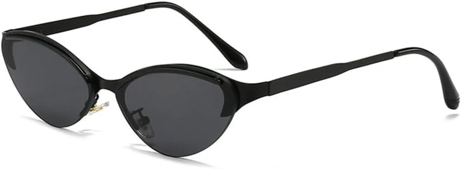 

Модные солнцезащитные очки с металлическими безрамочными дужками, очки «кошачий глаз» для женщин, уличные очки, солнцезащитные очки для активного отдыха MTZJH, Black