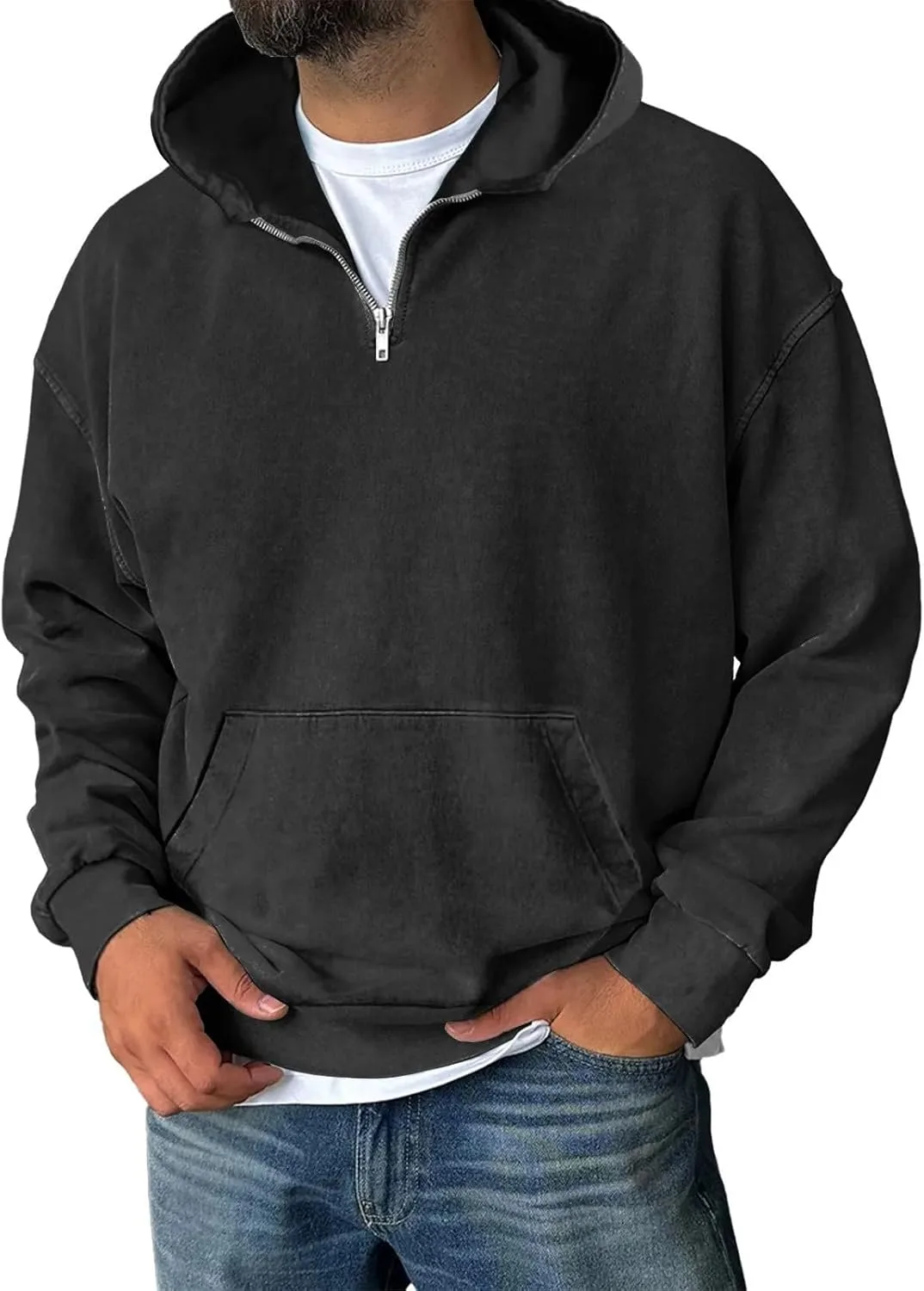 

Толстовка с капюшоном мужская Acid Wash Distressed на молнии