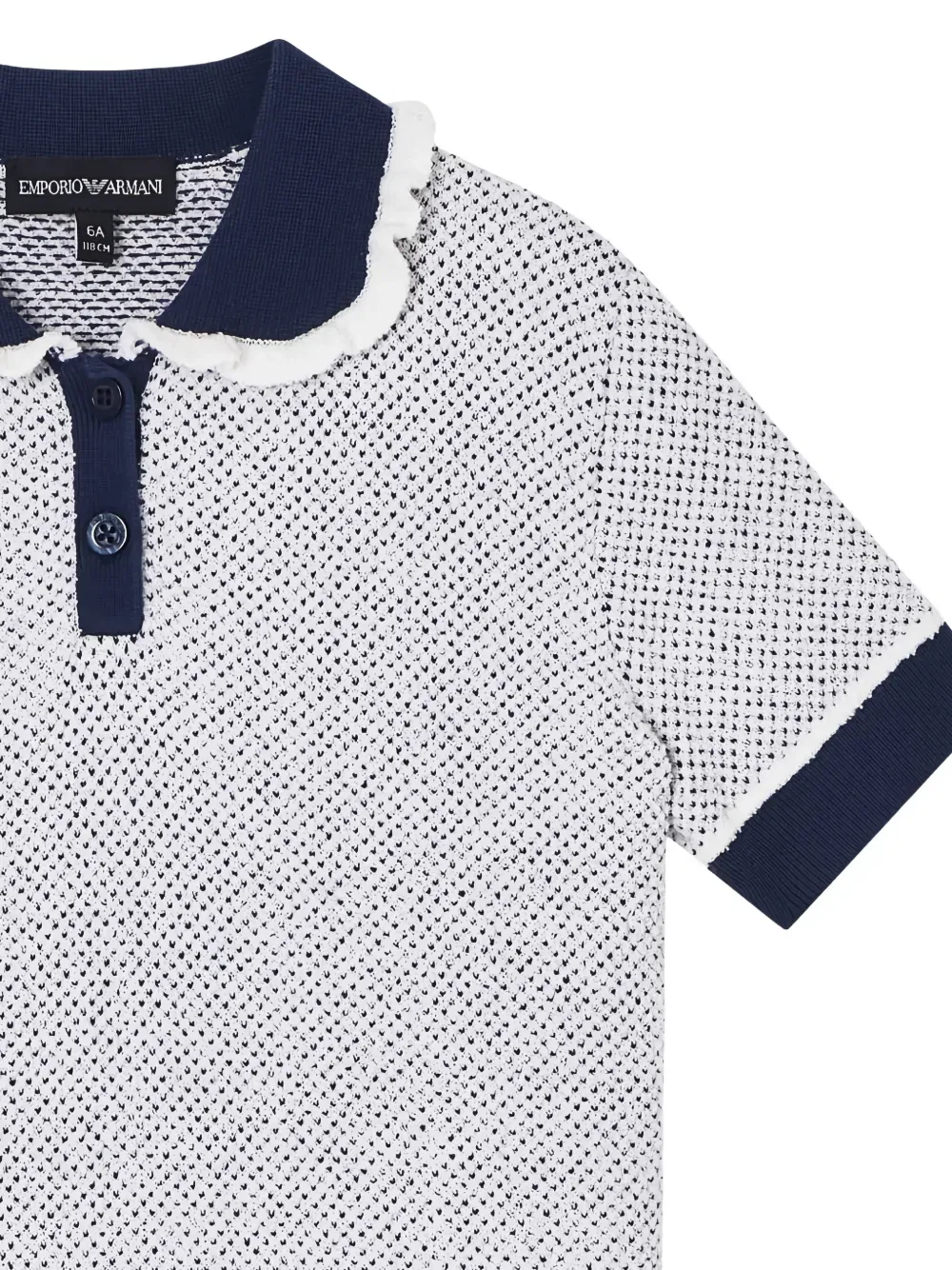 Рубашка-поло с оборками Emporio Armani Kids, белый — фото 3