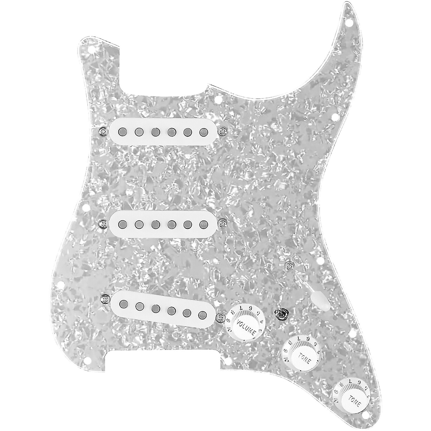 

Накладка 920d Custom Generation Loaded для Strat с черными звукоснимателями и ручками, а также жгутом проводов S7W-MT White Pearl