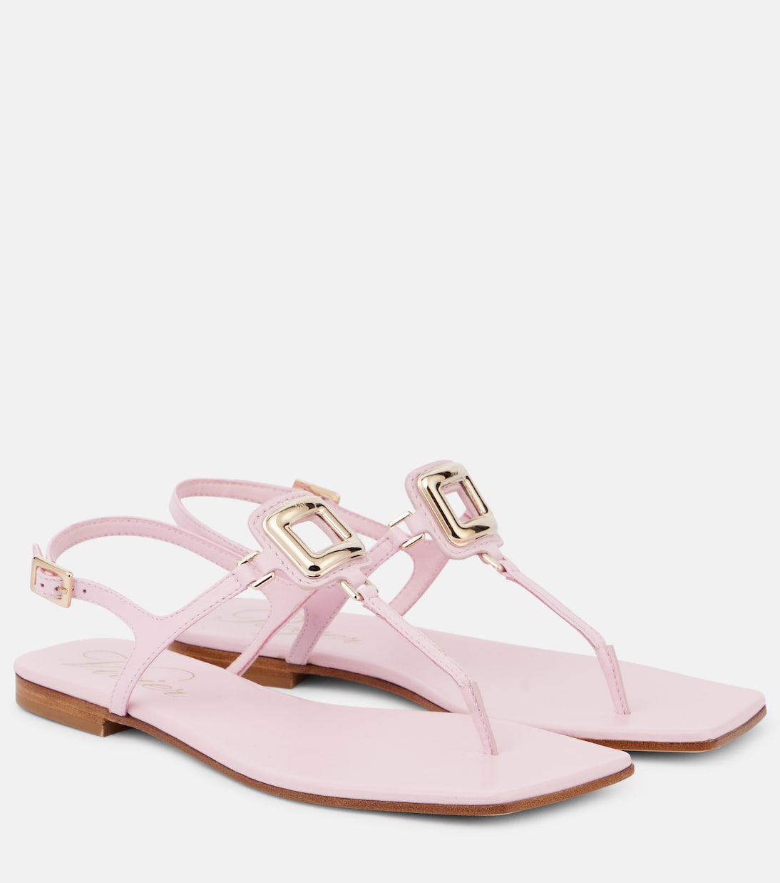 Вьетнамки Viv' By The Sea из кожи Roger Vivier, Teen Pink