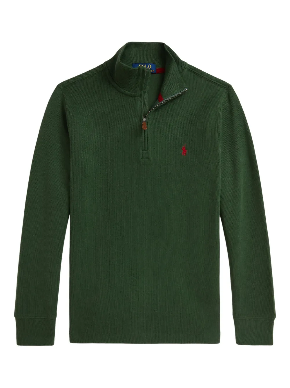 

Пуловер в рубчик с воротником на молнии POLO RALPH LAUREN KIDS, зеленый