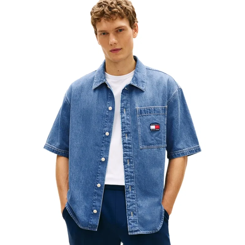Рубашка мужская джинсовая blue 1A4 lapel moderate denim Tommy Hilfiger, Denim Blue 1A4 — фото 4