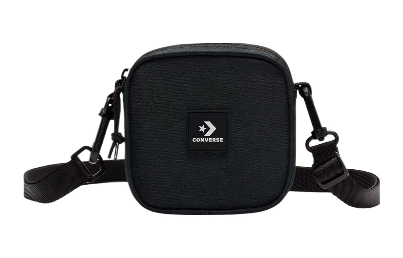 

Полиэстеровая маленькая квадратная сумка через плечо унисекс черная Converse
