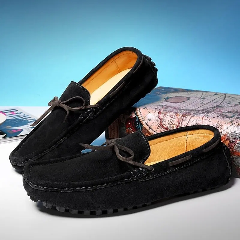 Лоферы мужские из нубука, Moccasins, черный SayfuR — фото 3