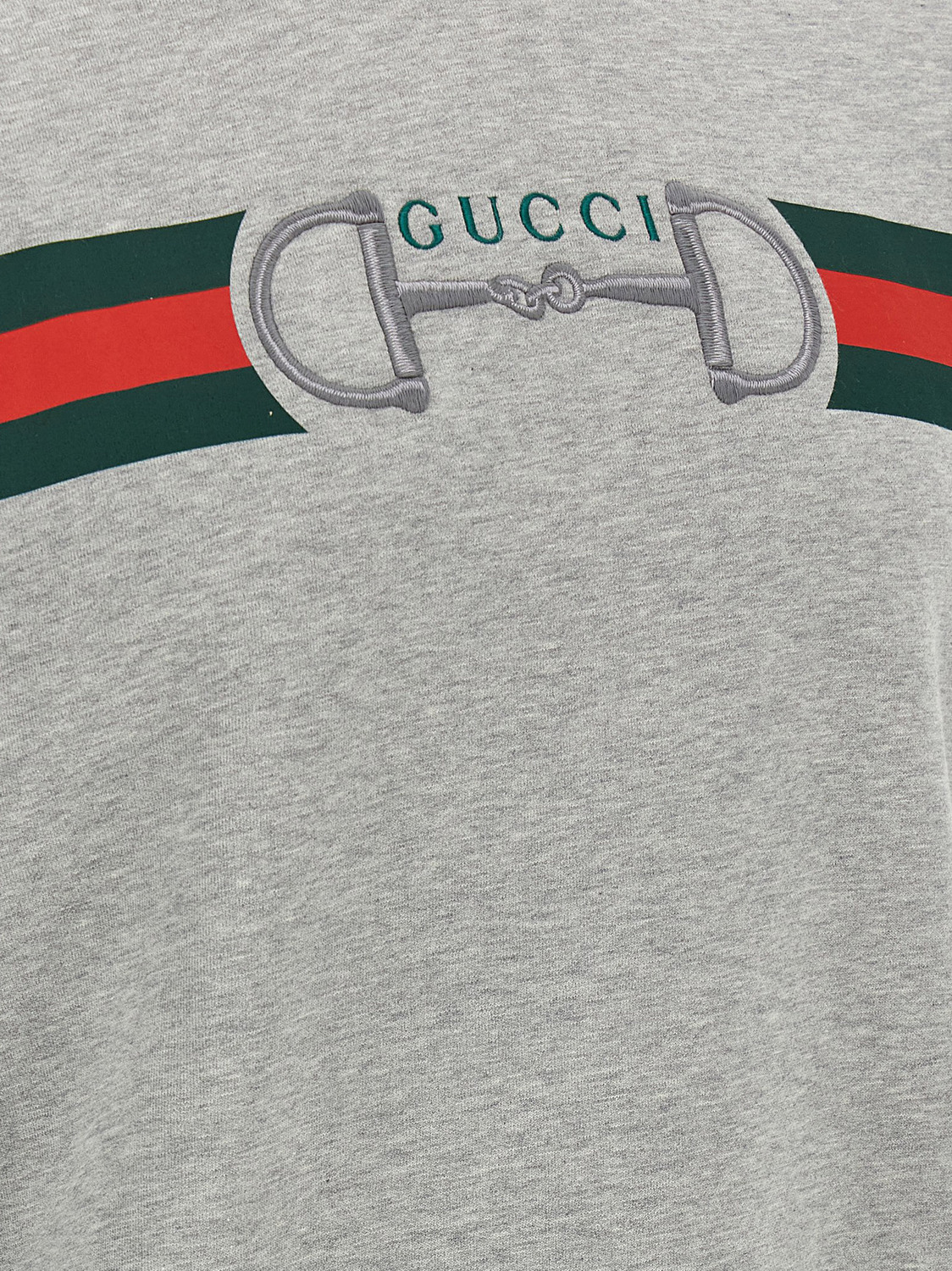 Свитшот с лентой Web и застежкой Horsebit GUCCI, серый — фото 4