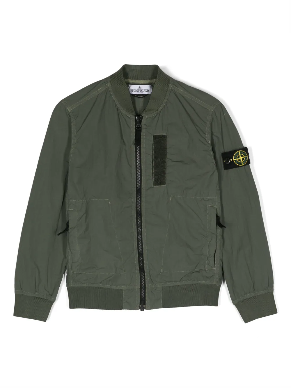 

Легкий бомбер с нашивкой Compass Stone Island Junior, зеленый