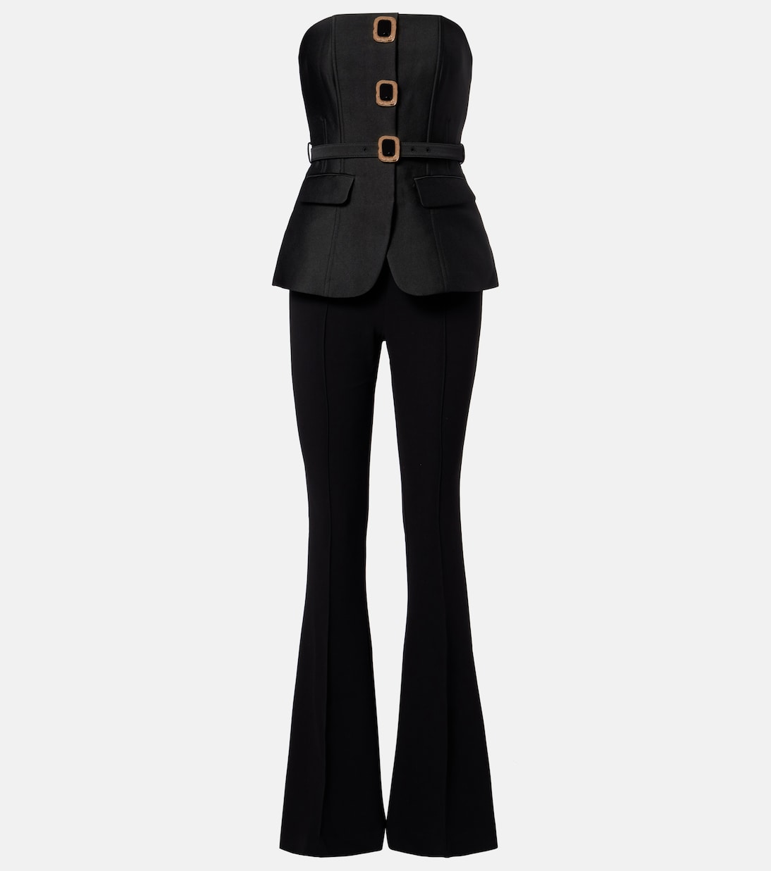 

Расшитый безрукавный комбинезон из тафты Self-Portrait, черный