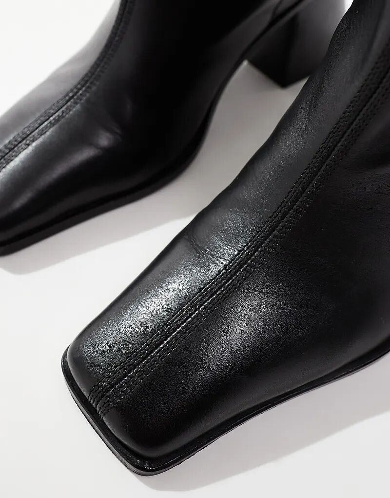 Женские сапоги ASOS DESIGN Connect из гладкой кожи на каблуке, черный — фото 2