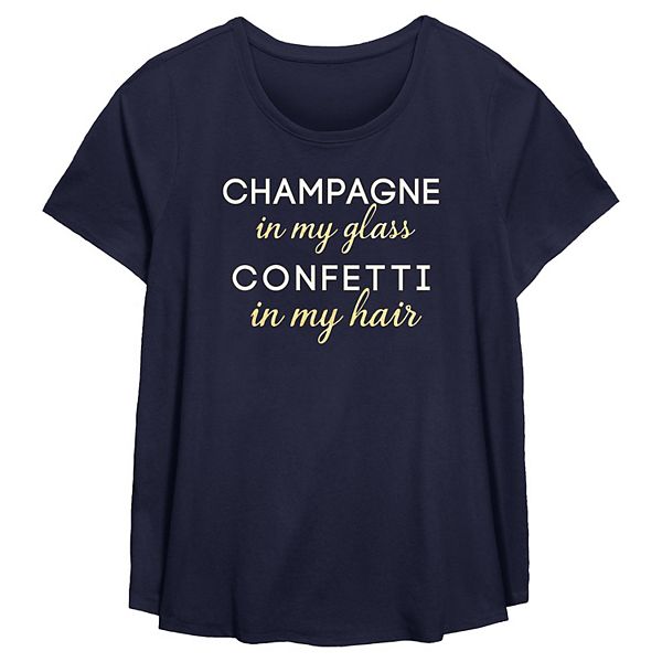 

Футболка с принтом Plus size champagne in my glass confetti in my hair Unbranded
