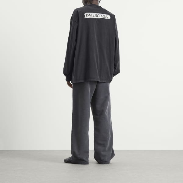 Футболка с длинным рукавом и малярным скотчем, свободного кроя Balenciaga, faded washed черный — фото 4