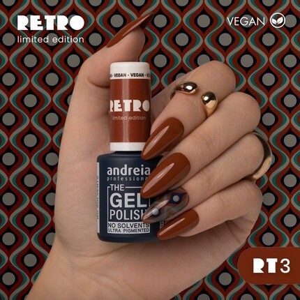 Andreia Professional The Gel Polish Гель-лак без растворителей РЕТРО Ограниченная коллекция Цвет RT3 Timeless Терракотовый Коричневый — фото 3