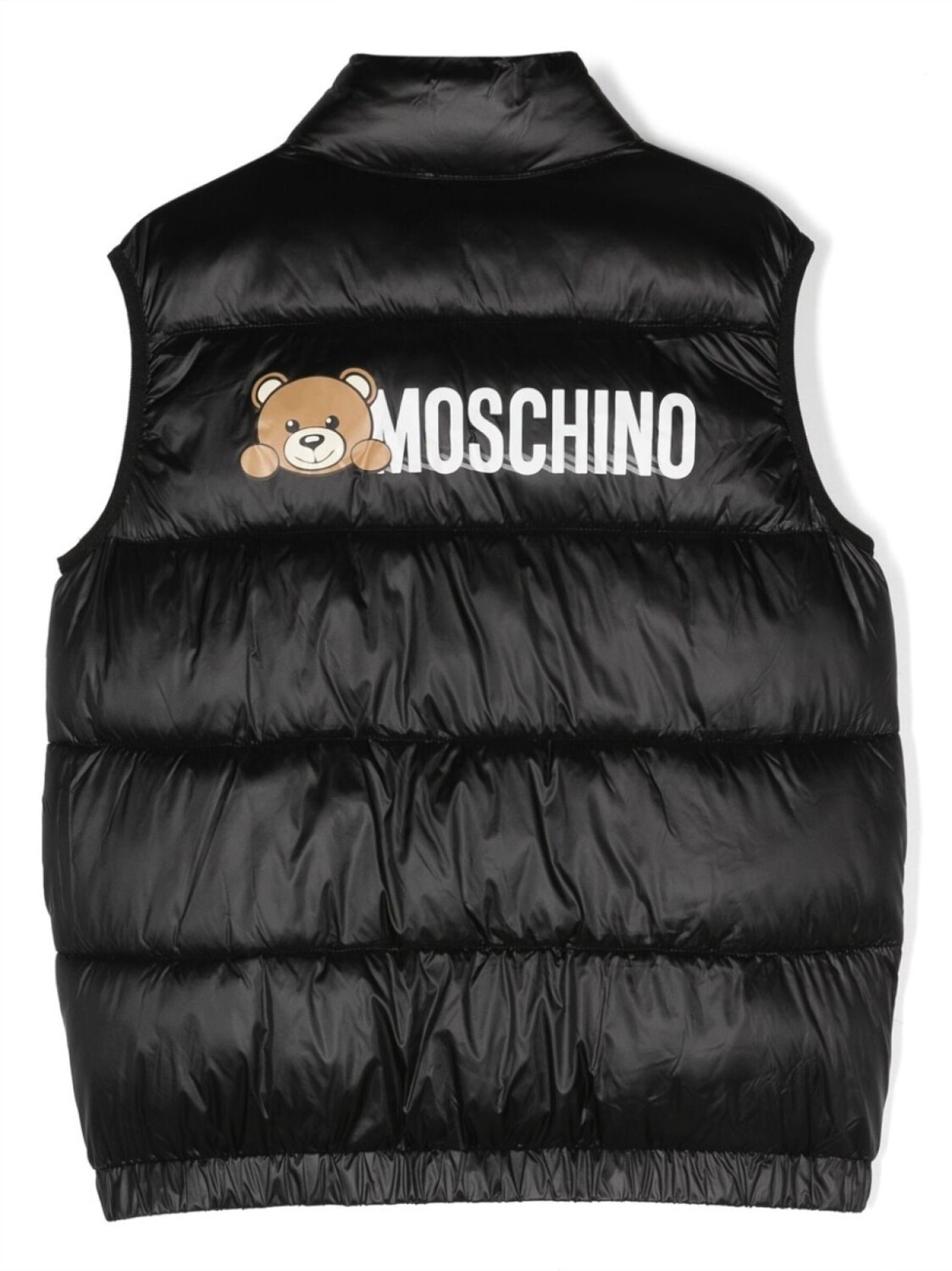 Moschino Kids дутый жилет с логотипом, черный — фото 2