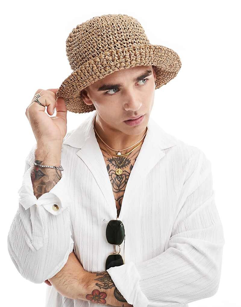 

ASOS DESIGN – Коричневая соломенная панама