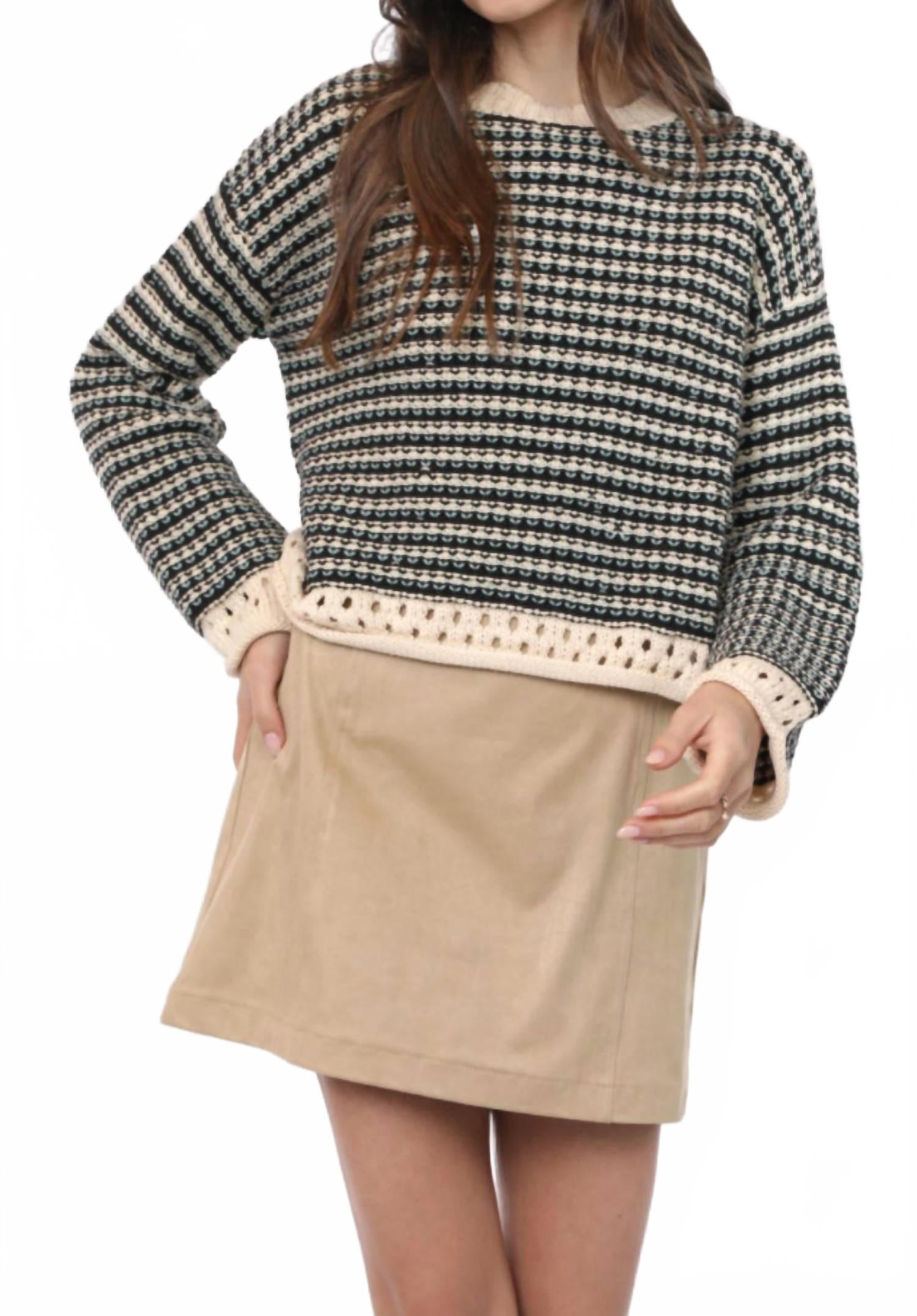 

Контрастный вязаный полосатый свитер Саманты в разноцветной гамме Sadie & Sage, Multi