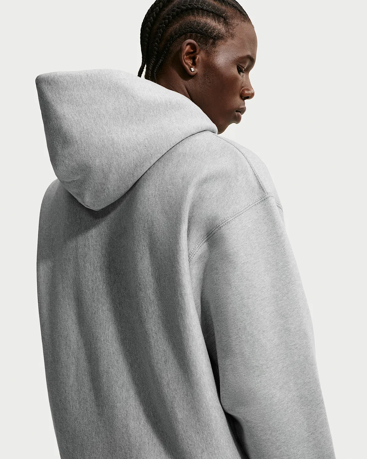 Мужская худи Nike Solo Swoosh, Dark Grey Heather/Light Smoke Grey/White — фото 2