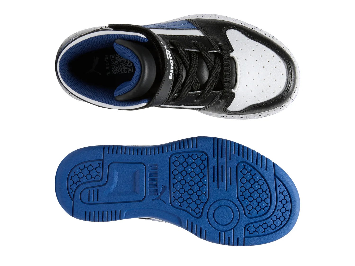 Кроссовки Puma Rebound Layup RCL V High-Top Sneaker - Kids', белый/черный/синий — фото 3