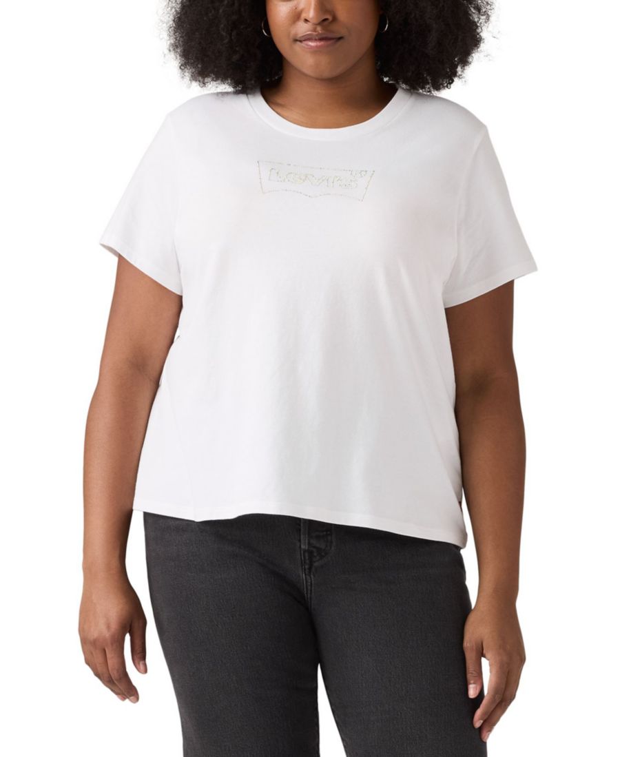 

Хлопковая футболка большого размера с логотипом Perfect Logo Levi's, Shine Plus Bright White