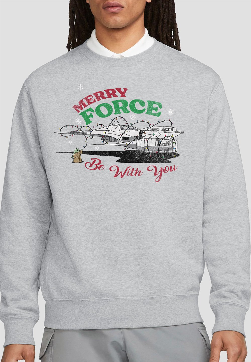 

Толстовка STAR WARS GROGU CHRISTMAS MERRY FORCE BE WITH YOU PRINT Star Wars, серый