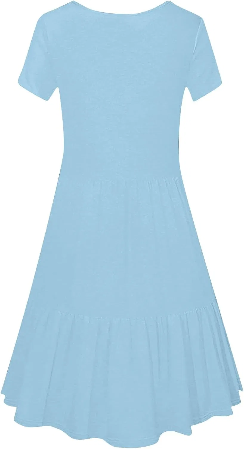 Женское летнее платье бабидолл с квадратным вырезом, Light Blue — фото 3